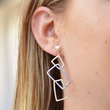 Gold And Silver Earrings With Geometric Elements Geo, 4 of 6