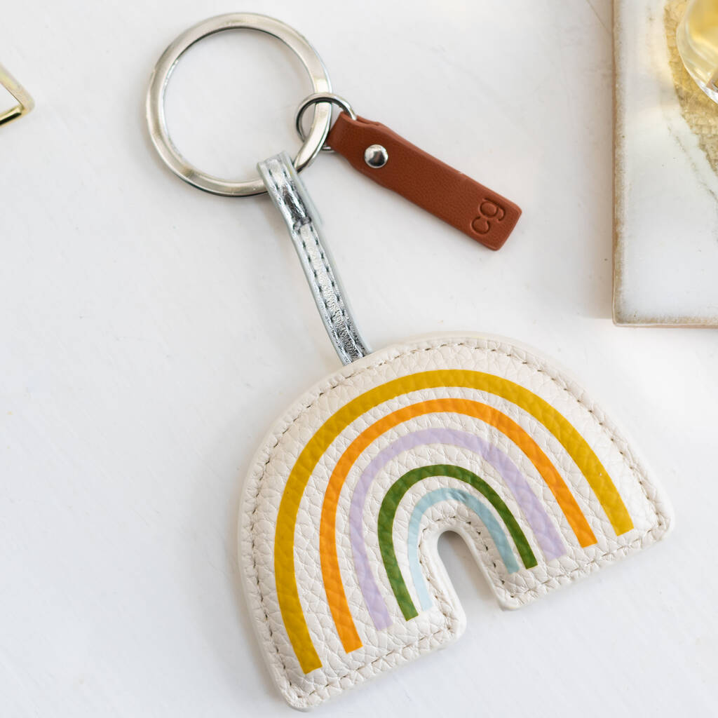Vegan Leather Modern Rainbow Keyring By TheLittleBoysRoom