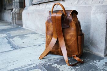 Handcrafted Leather Laptop Backpack Mens Gift For Him, 5 of 12