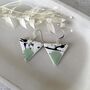 Mint Green Geometric Clay Ceramic Triangle Earrings, thumbnail 3 of 10