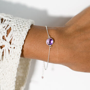 Personalised Silver Amethyst Bracelet, 2 of 10