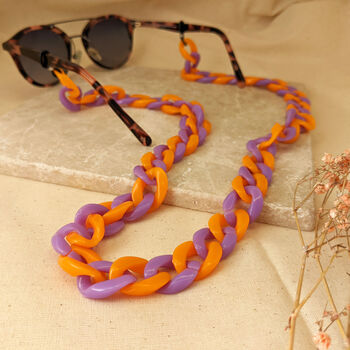 Glasses Chain Lilac And Orange Chunky Acrylic Chain, 3 of 11