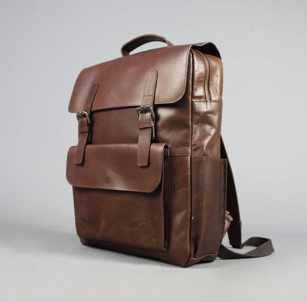 'Kingsley' Personalised Leather 15' Laptop Backpack By Vintage Child ...