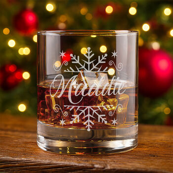 Christmas Snowflake Tumbler Glass With Chocolate Tree And Decoration Gift Boxed Set, 2 of 8