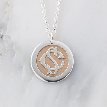 Sterling Silver Rose Gold Plated Monogram Necklace, 5 of 7