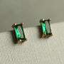 Emerald Green Baguette Rectangle Stud Earrings, thumbnail 1 of 7