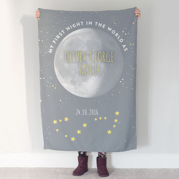 Phase Of Moon And Star Sign Personalised Baby Blanket, 5 of 6
