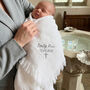 Personalised Embroidered Christening Heart Shawl With Cross, thumbnail 2 of 6