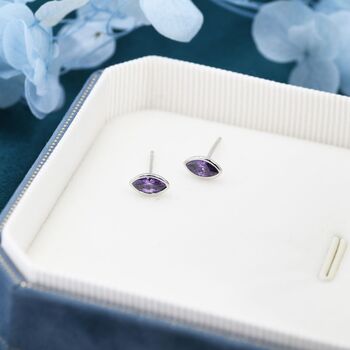 Amethyst Purple Marquise Cz Stud Earrings, 6 of 11