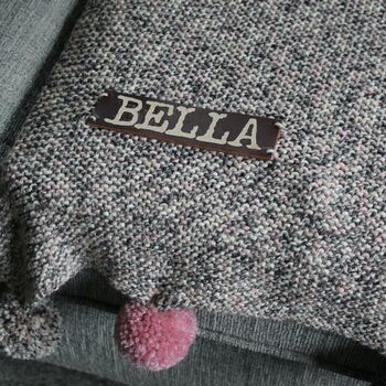 Personalised Leather And Knitted Dog Cat Blanket, 7 of 11