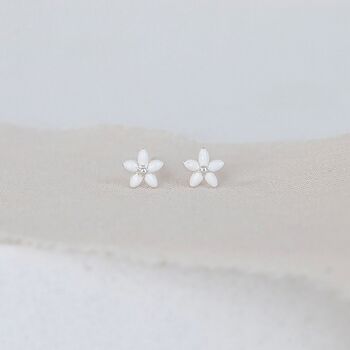 Mini Sterling Silver White Daisy Flower Stud Earrings, 4 of 5