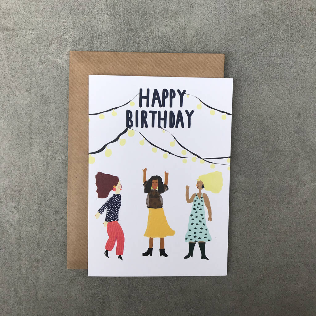 Happy Birthday Dancing Girls Card By Isabel Canvas