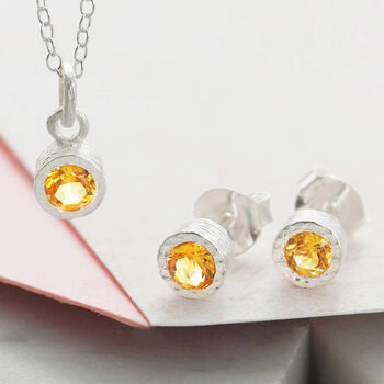 Citrine Birthstone Gold Plated Silver Stud Earrings, 7 of 9