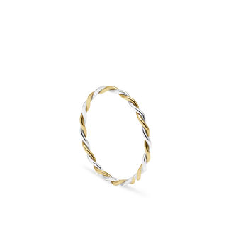 9ct Yellow Gold And Silver Twisted Ring, 2 of 4