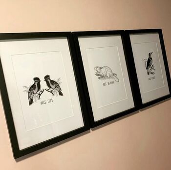 Funny Pecker, Tits, Beaver Bathroom Print Set, 4 of 4