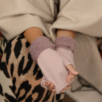 Bouclé Cuff Shimmer Fingerless Gloves – Three Colourways, 8 of 12