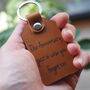 Your Child's Handwriting Engraved On A Leather Key Fob, thumbnail 3 of 7