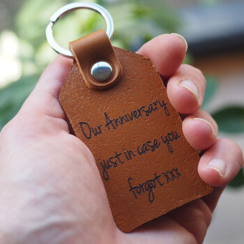 Your Child's Handwriting Engraved On A Leather Key Fob, 3 of 7