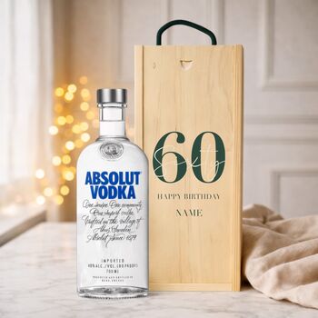 Personalised 60th Birthday Vodka Gift Set With Custom Lid, 5 of 11