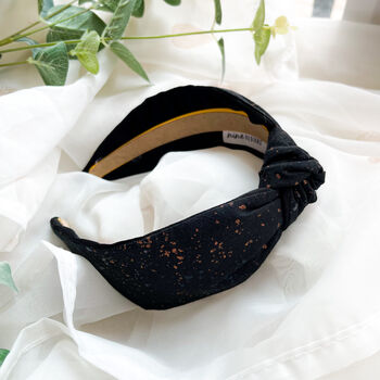 Black And Gold Speckle Knotted Headband, 2 of 4