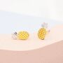 Pineapple Stud Earrings In Sterling Silver, thumbnail 1 of 11