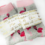 Birthday Flamingo Bamboo Socks With Gold Foil Label And Option To Personalise, thumbnail 7 of 12