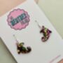Witch Shoe Small Glitter Statement Earrings / Spooky Jewellery Small Sparkly Pointy Shoe Earrings / Gothic Style Jewellery / Gift For Witches, thumbnail 2 of 5