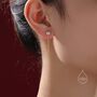 Bezel Cz Crystal Threader Earrings In Sterling Silver, thumbnail 2 of 10