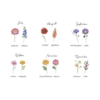 Birth Flowers Family Colourful Bouquet Print, 3 of 4