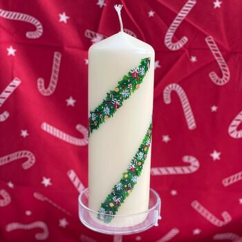 Ivory Hand Painted Christmas Advent Pillar Candle, 4 of 6