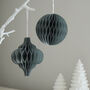 Grey Recycled Honeycomb Bauble Pair, thumbnail 1 of 2