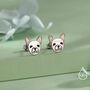 Cute French Bulldog Stud Earrings In Sterling Silver, thumbnail 1 of 11