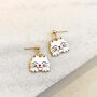 White Enamel Cat Face Drop Earrings, thumbnail 2 of 2