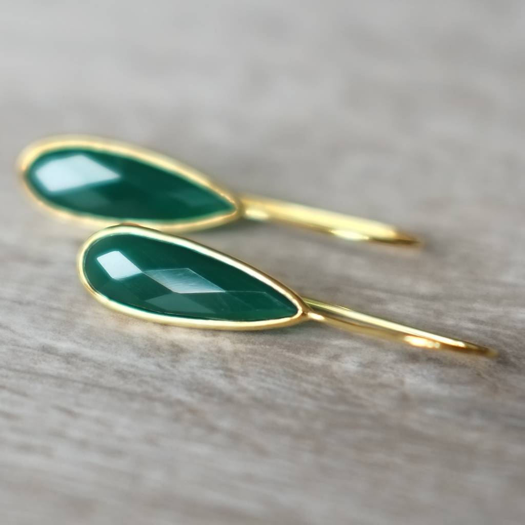 Real Green Onyx Gemstone Earrings, 1 of 9