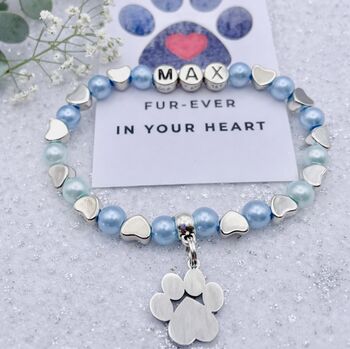 Personalised Pet Memorial Bracelet Custom Name Keepsake Gift, 5 of 6