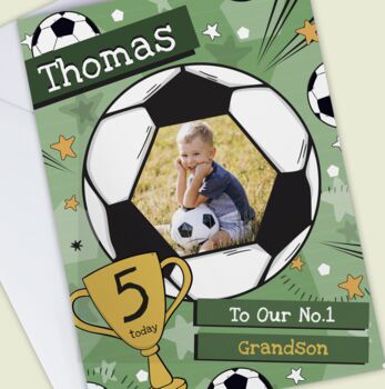 Personalised Photo Football Birthday Card, 3 of 6