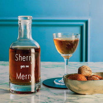 'Sherry Gets Me Merry' Festive Etched Decanter, 2 of 4