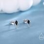 Sterling Silver Art Deco Inspired Tiny Rhombus Black Cz Stud Earrings, thumbnail 1 of 12