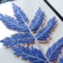 Embroidered Blue Fern Leaf Framed Art, thumbnail 3 of 4