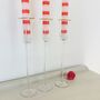 Set Of Three Vintage Tall Glass Candlesticks, thumbnail 2 of 8