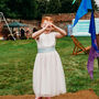 Lace And Tulle Flower Girl Dress With Colour Sash, thumbnail 1 of 5