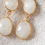 White Moonstone Double Gemstone Dangle Earrings, thumbnail 8 of 12