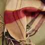 Men's Yellow And Plum Stripe Wool And Cashmere Blend Scarf, thumbnail 7 of 12