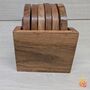 Light Wooden Coaster Set With Coffee Break Design, thumbnail 2 of 6
