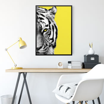 Bright Yellow Tiger Wall Art Print, 2 of 4