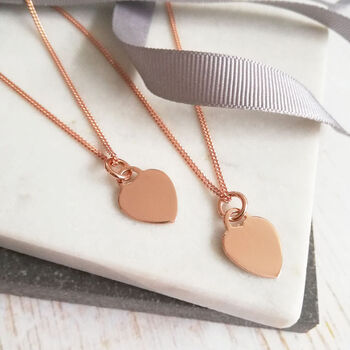 Rose Gold Engraved Mini Heart Necklace, 2 of 7