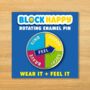 Block Happy Rotating Emotion Enamel Pin Badge, thumbnail 1 of 3