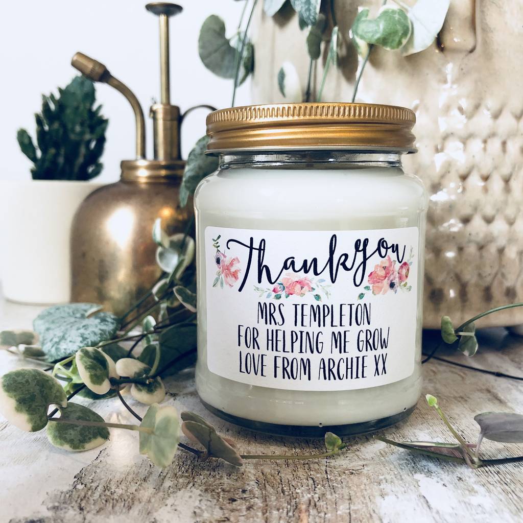 Personalised Thank You Handmade Scented Soy Candle By Lollyrocket
