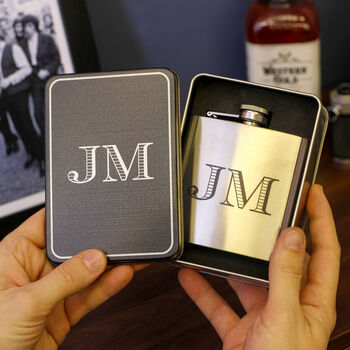Personalised Initials Hip Flask With Matching Tin, 2 of 8