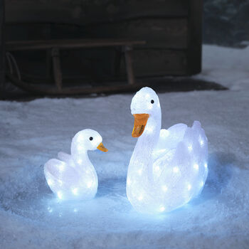 Outdoor Christmas Figure Light Up LED Acrylic Swan Battery Operated With Timer 31cm, 3 of 3